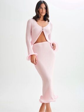 Meshki Light Pink Knit Midi Dress Set